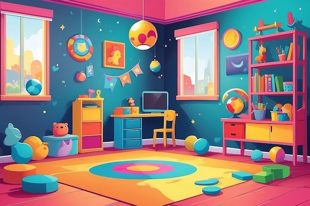 Foto freier, farbenfroher zeichentrickfilm-hintergrund für ein kinderspielzimmer