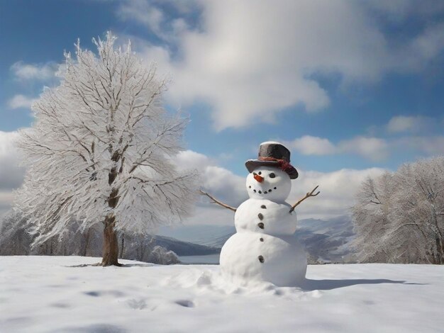 Freier Vektor ein Schneemann auf weißem Hintergrund