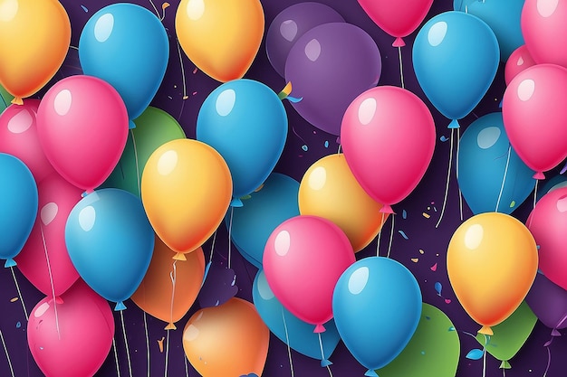 Freies Foto mehrfarbige Ballons glücklicher festlicher Hintergrund generativ ai