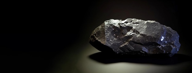 Freieslebenit é uma pedra natural preciosa rara em fundo preto gerada por IA. Modelo de bandeira de cabeçalho