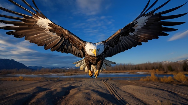 Freiheit amerikanischer Adler fliegt am Himmel Raubvogel Tierwelt