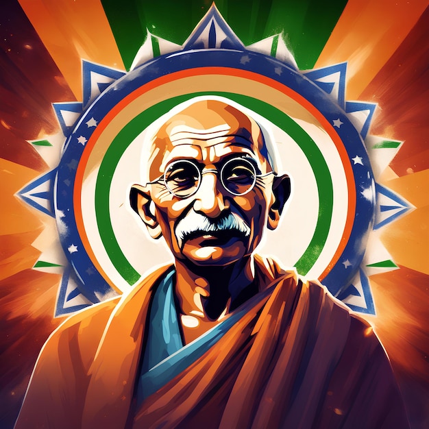 Freiheitskämpfer Mahatma Gandhi Illustration für Poster Banner Vektorkunst