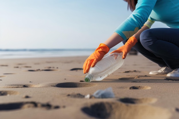 Freiwillige sammeln Müll vom Strand