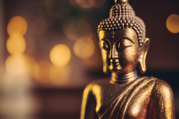 Freizeit- und Entspannungsmeditationskonzept mit goldener Buddha-Figur im Spa AI generiert