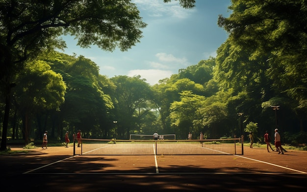 Foto frenesi de badminton no parque