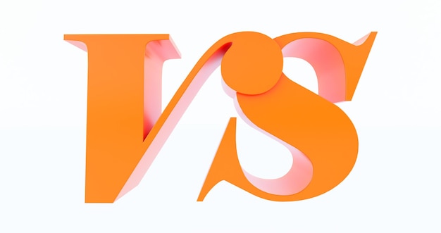 Frente al concepto. naranja 3d VS letras aisladas sobre fondo blanco, 3D Render