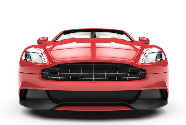 Foto frente de un coche deportivo rojo aislado en blanco