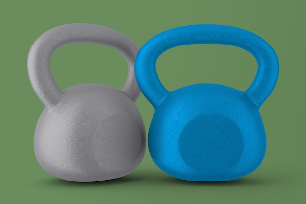 Foto frente de kettlebells isolada em fundo verde