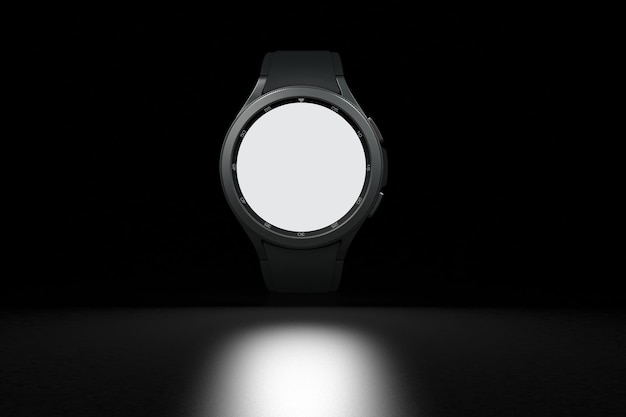 Foto frente de relógio inteligente clássico em fundo escuro