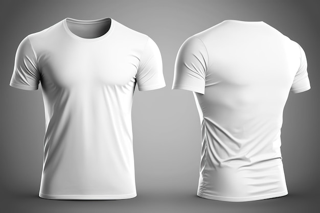 Frente e verso de uma ilustração de IA generativa de camiseta branca editável