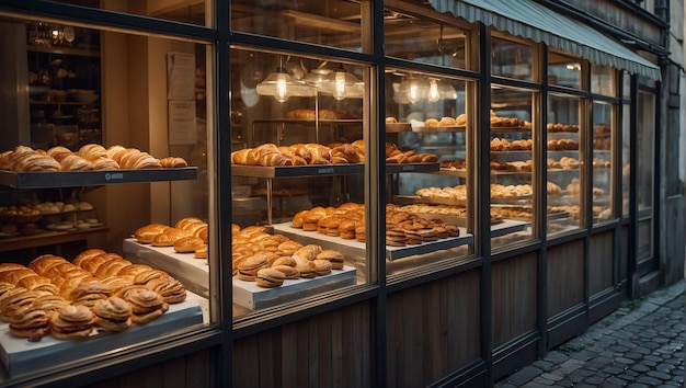 un frente de la tienda con pasteles