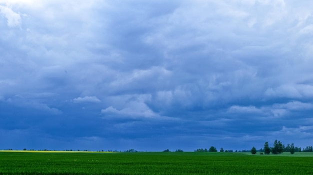 Frente de tormenta sobre el campo lluvia sobre el campo