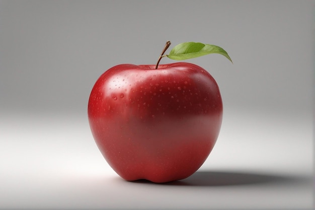 Frente de la vista 3D de manzanas rojas frescas realistas maduras y frutas suaves sobre fondo blanco