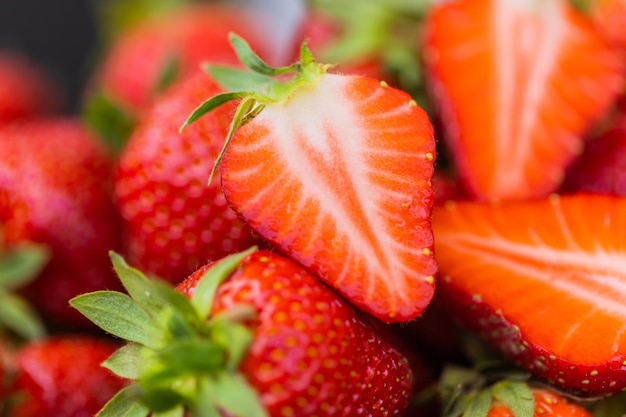 Fresa bayas orgánicas frescas macro Fondo de fruta vitamina saludable concepto de comida