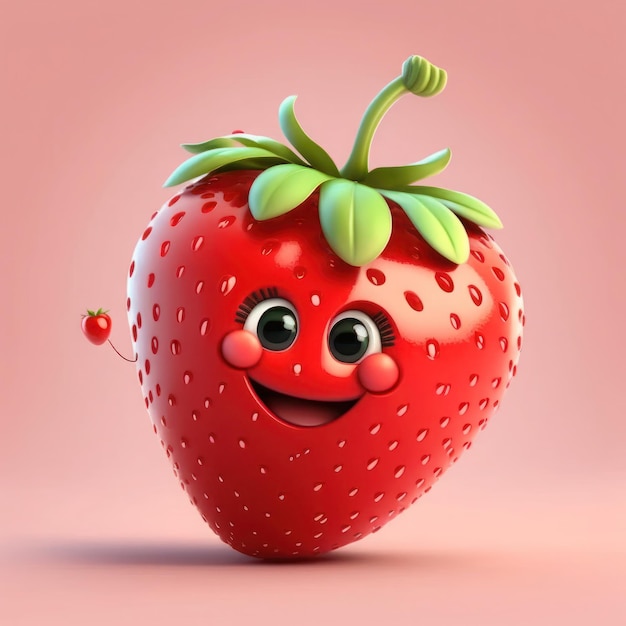Una fresa con una cara sonriente y una cara sonriente.