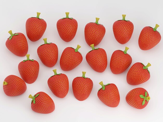 Fresa Fresas Aisladas Sobre Fondo Blanco Representación 3D