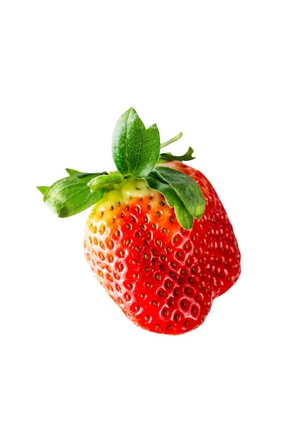 Fresa fresca roja aislada sobre fondo blanco Plantilla de maqueta de fruta levitante