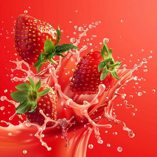 Fresa con un poco de jugo de fresa