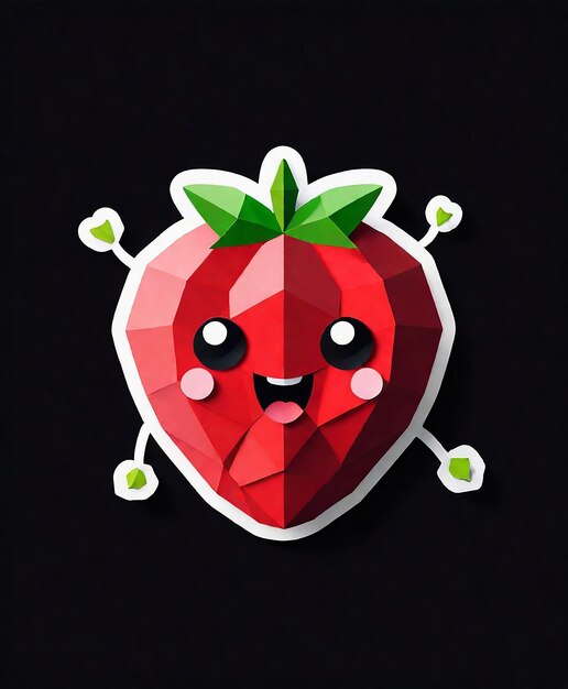 Foto una fresa roja con una cara que dice 