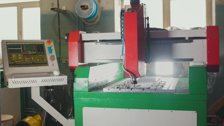 Foto fresadora o taladradora cnc, primer plano
