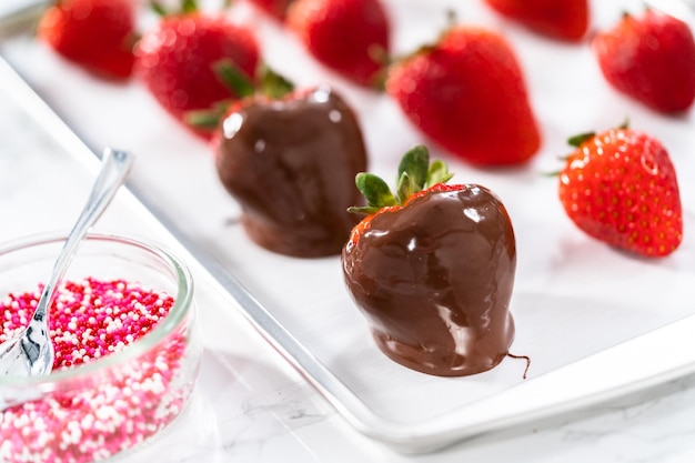 Foto fresas bañadas en chocolate