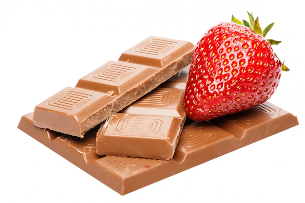 Fresas y barra de chocolate