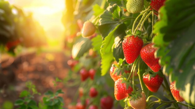 las fresas crecen en la cosecha del jardín