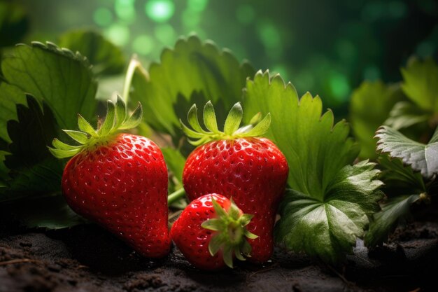 las fresas crecen en el huerto en un día soleado concepto de cultivo de la cosecha