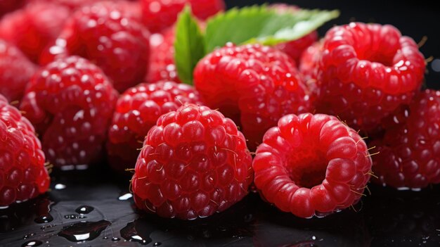 Fresas frambuesas jugosas de fondo brillante