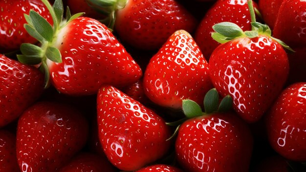 Fresas fresas maduras en primer plano perfectas para temas de comida y nutrición