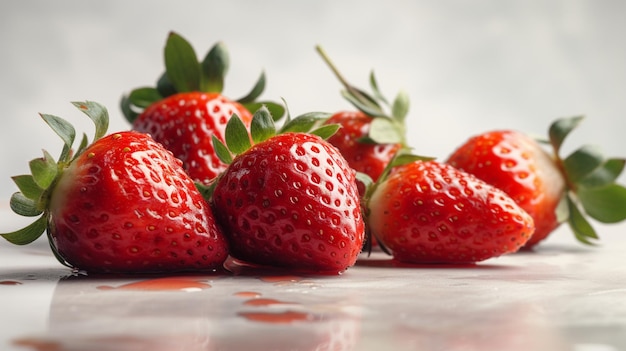 Fresas fresas sobre un fondo blanco IA selectiva IA generativa