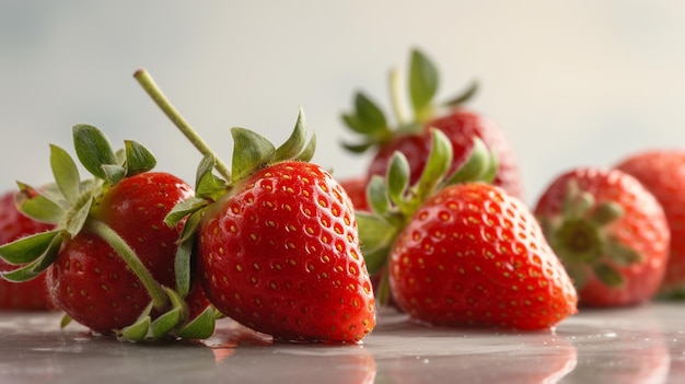 Fresas fresas sobre un fondo blanco IA selectiva IA generativa