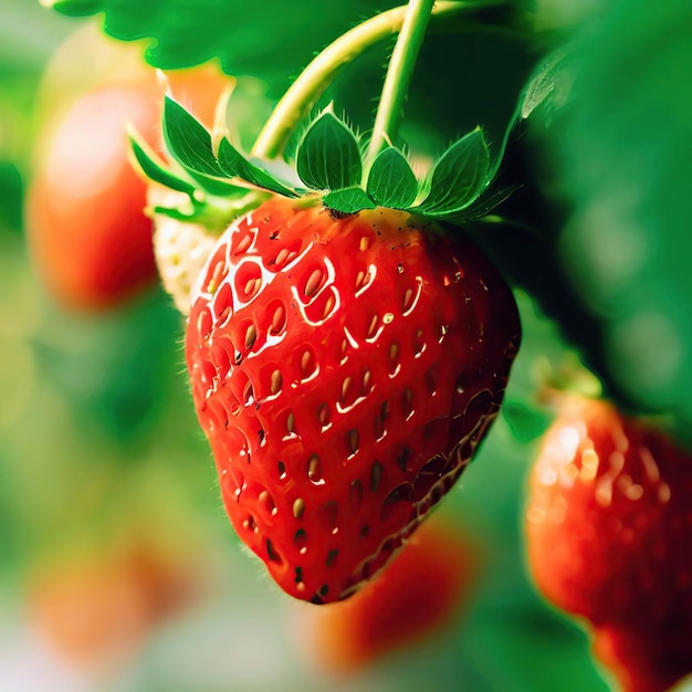 Fresas frescas que se cultivan en invernaderos