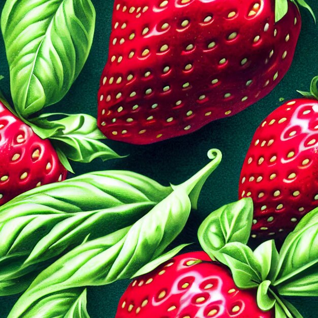 Fresas hermosas textura de patrones sin fisuras. Plantilla para diseño de cocina, embalaje para alimentos.