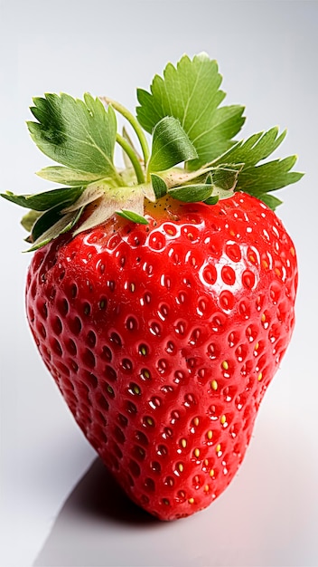 Foto fresas con hojas sobre un fondo blanco fotografía de estudio