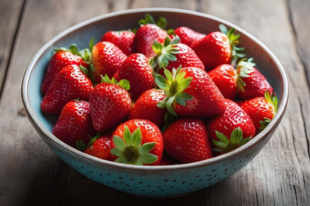 Fresas maduras en un cuenco deliciosas y frescas que simbolizan una alimentación saludable y bienestar