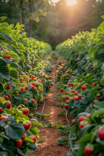 Las fresas que crecen en cajas de madera