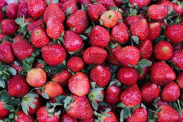 Las fresas rojas maduras frescas son adecuadas para el fondo