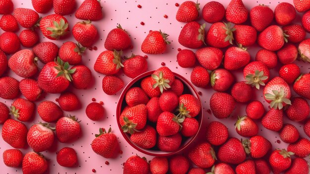 Foto fresas sobre un fondo rosado