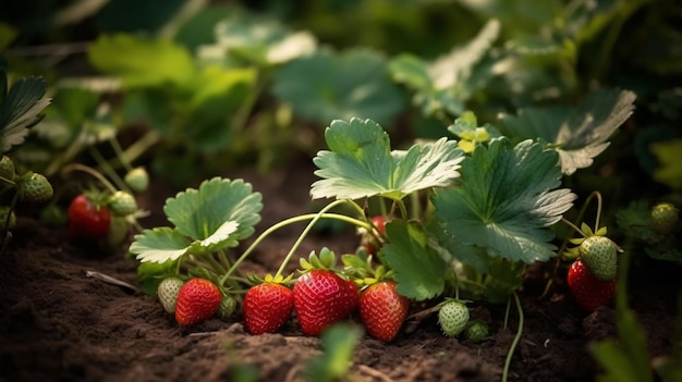 Fresas en el suelo con la palabra fresa en la parte inferior