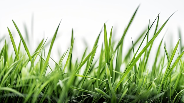 fresca e verde brilhante grama de primavera contra fundo branco ambiente natural ao ar livre de um