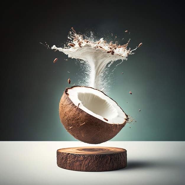 fresca explosión de leche de coco y agua IA generativa