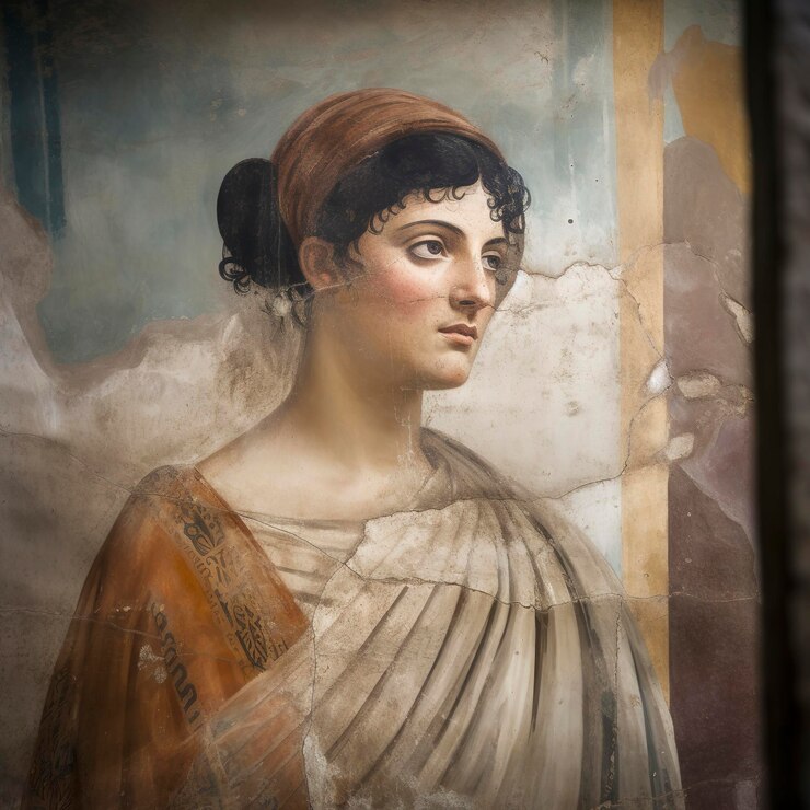 Foto fresco retrato de mulher de pompeia ruínas da antiga roma itália gerar ai