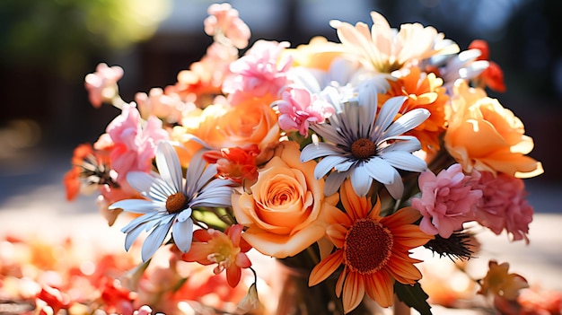 Frescor de flores de verão em um buquê colorido