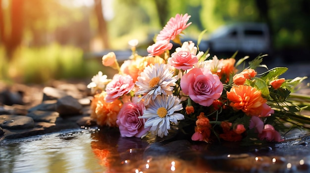 Frescor de flores de verão em um buquê colorido