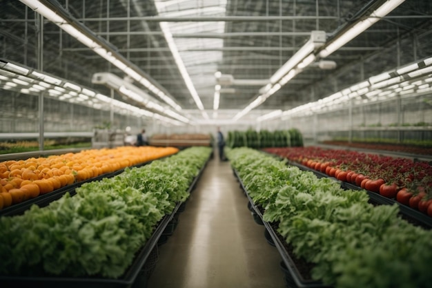 Frescura en el aire espacioso invernadero que muestra agricultura vertical y cosecha nutritiva ar c