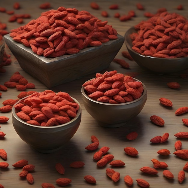 Frescura de las bayas de goji rojas de primer plano