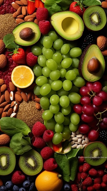 Frescura e variedade de frutas saudáveis numa cesta colorida