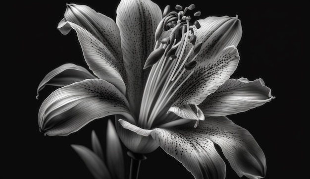 Frescura y fragilidad de flor blanca sobre fondo oscuro generada por IA