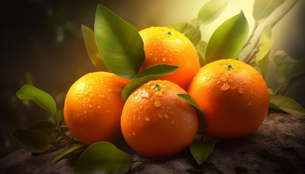 La frescura de las frutas cítricas maduras la naturaleza la alimentación saludable el verano vibrante generado por la inteligencia artificial